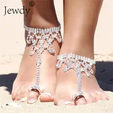 Новинка; стразы для невесты; цветочный узор; ножной браслет; Летние очаровательные ножной браслет; сандалии с кисточками; пляжная обувь; ювелирное изделие; подарок