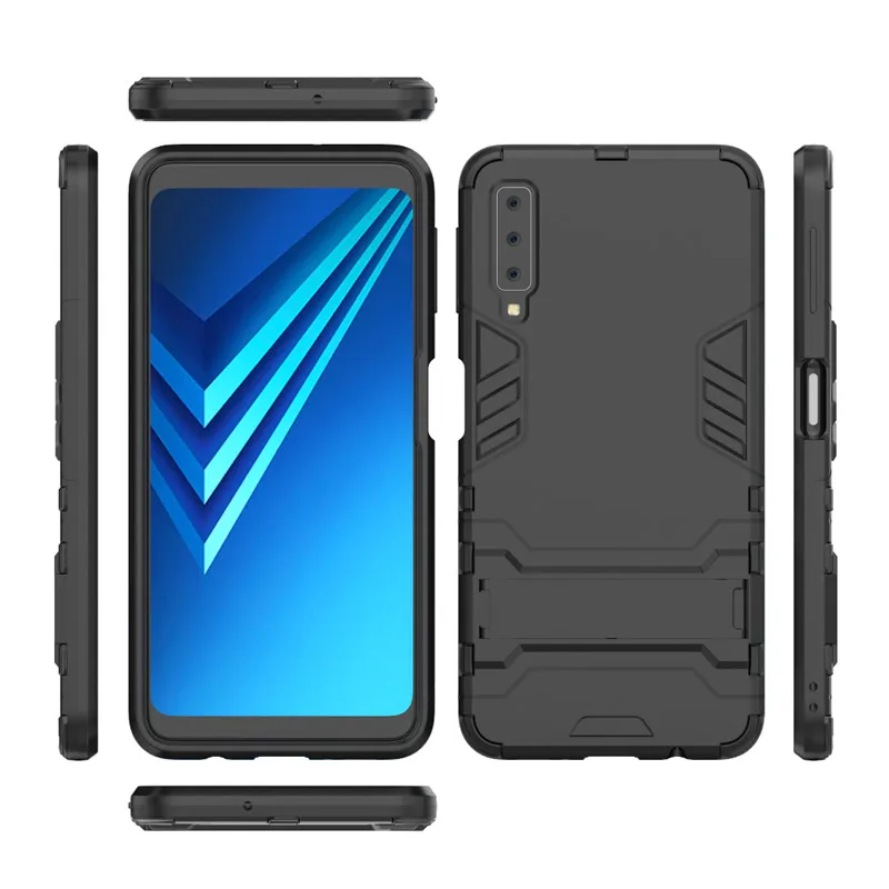Жесткий чехол накладка из ТПУ и поликарбоната для Samsung Galaxy A7 2018 A750F A750 прочный с