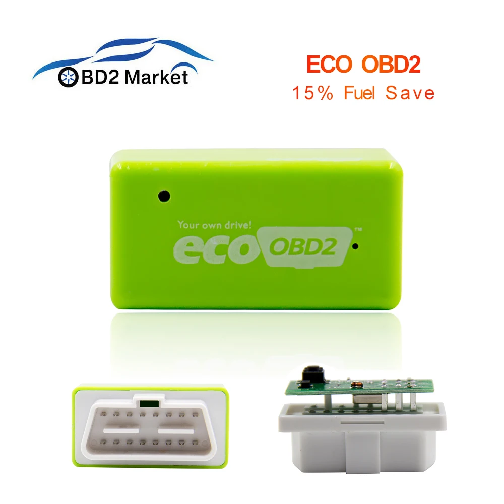 

Green EcoOBD2 Economy Chip Tuning Box Plug OBD2 Interface for Benzine Cars Saving 15% Fuel high quality