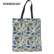 WHEREISART женская сумка для покупок Borsa забавная трикотажная сумка для влюбленных, тканевая Подростковая сумка через плечо для девочек, Повседневная Большая Сумка-тоут