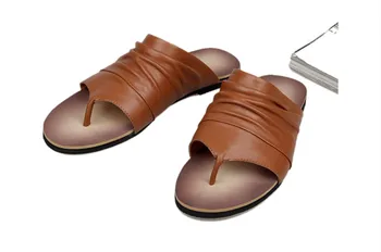 

Summer Outdoor Shoes Men Vintage Genuine Leather Casual Flip Flop Slipper Casual Beach Sandals Men Non slip Casual Slippers