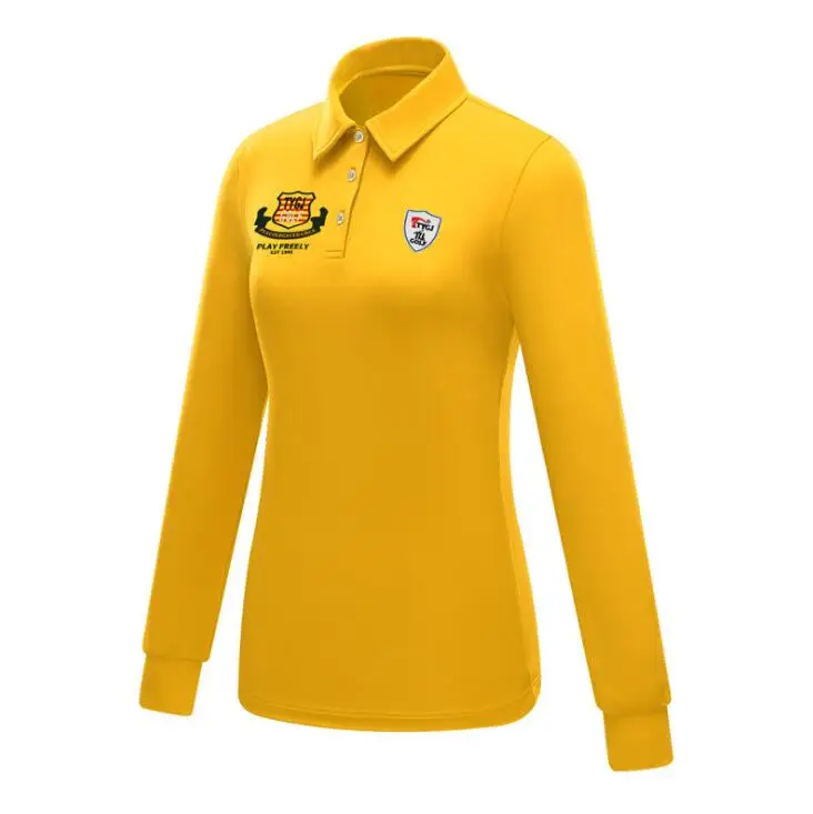 Женская футболка Поло для гольфа осенне-зимняя желтая рубашка для гольфа с длинными рукавами быстросохнущая игра "Уличный Гольф" футболки - Цвет: Цвет: желтый