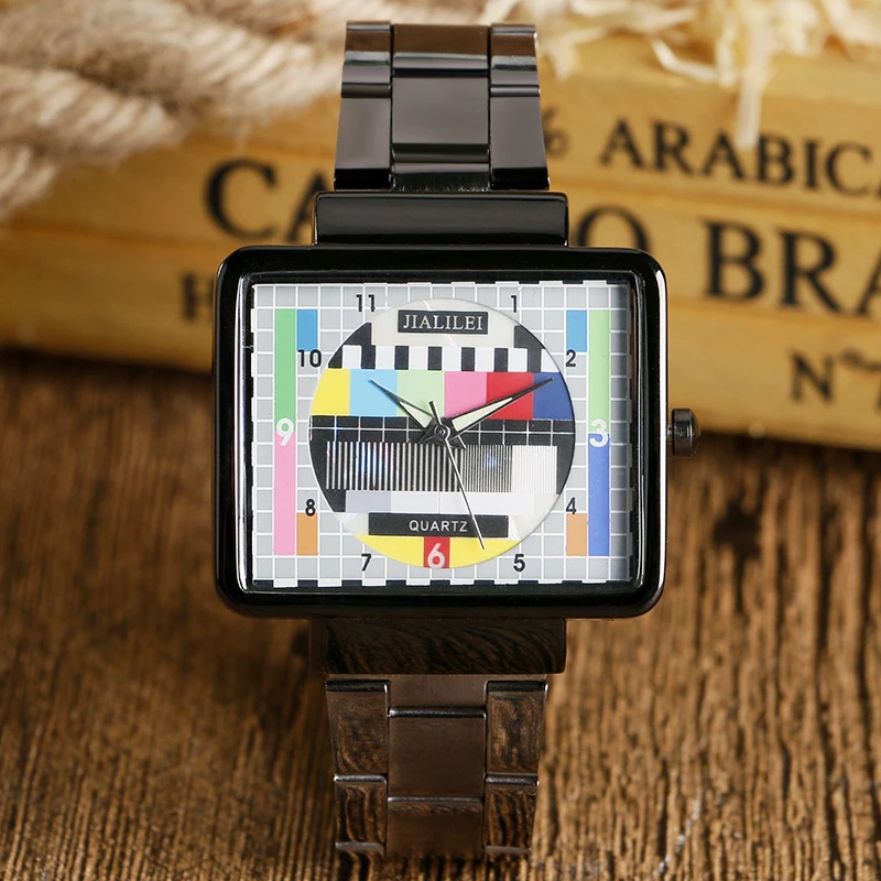 

2017 TV Test Signal Wrist Quartz Watch Sport TV Cool Simple Special Design Fashion Casual Unique Rectangle Television Men Clock