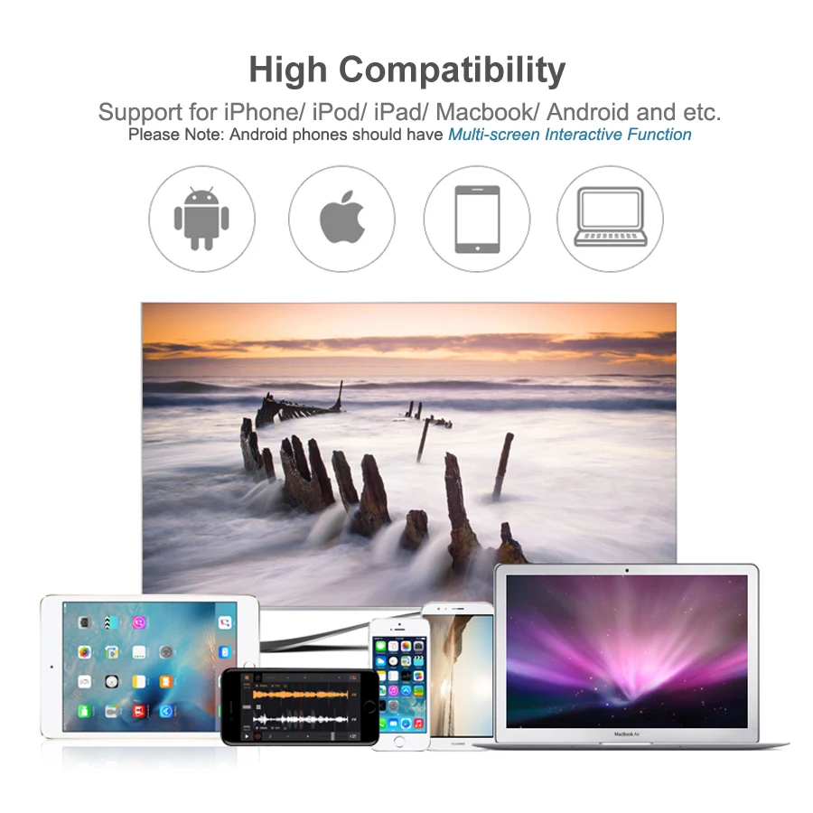 Беспроводной же экран wifi к hdmi линии для MHL HDMI конвертер 1080P HDTV адаптер кабель iPhone