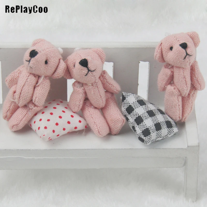 

100PCS/LOTMini Teddy Bear Stuffed Plush Toys Small Bear Stuffed Toys 4.5cm pink pelucia Pendant Kids Birthday Gift GMR045