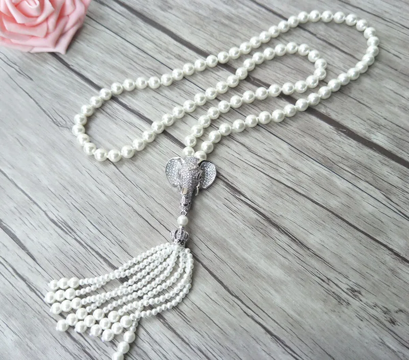 Женское ожерелье с подвеской в виде головы слона|women necklace|chain tasselmicro pave |
