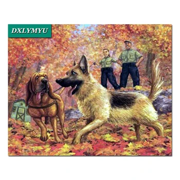

Diamond Embroidery Police catch hound 5D Diy Diamond Painting Full Dill Square Diamond Mosaic Animals Home Decoration Paintings