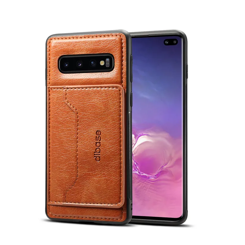 Магнитный кожаный чехол для samsung Galaxy S10 плюс S9 S8 S10E M10 A8 A9 A6 A7 Примечание 10 10+ 9 8 чехол-бумажник для телефона с отделениями для карточек - Цвет: Коричневый