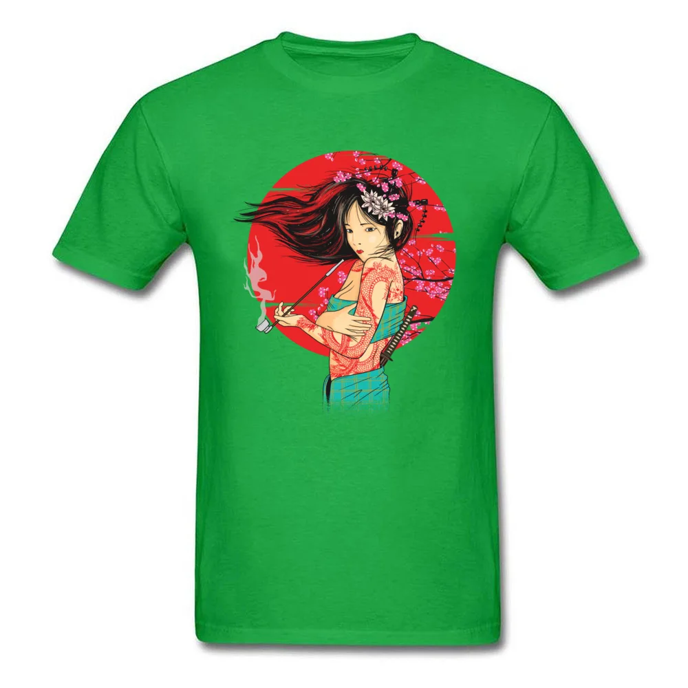 Unique The geisha T Shirts Company Lovers Day Short Sleeve O-Neck Tops Shirts 100% Cotton Men Custom T Shirt Wholesale The geisha green