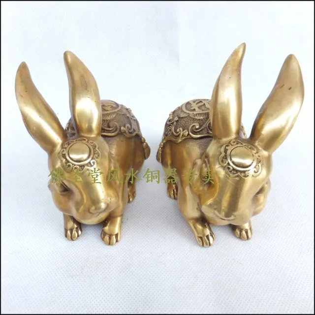 

Bronze statue copper decoration copper rabbit mascot rabbit zodiac rabbit lucky rabbit a pair of
