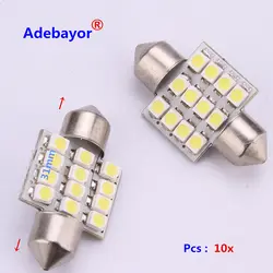 10X31 мм 1210 12 SMD LED Белый Купол автомобилей гирлянда Интерьер Лампочки Авто гирлянда LED номерных знаков купол крыши автомобиля света