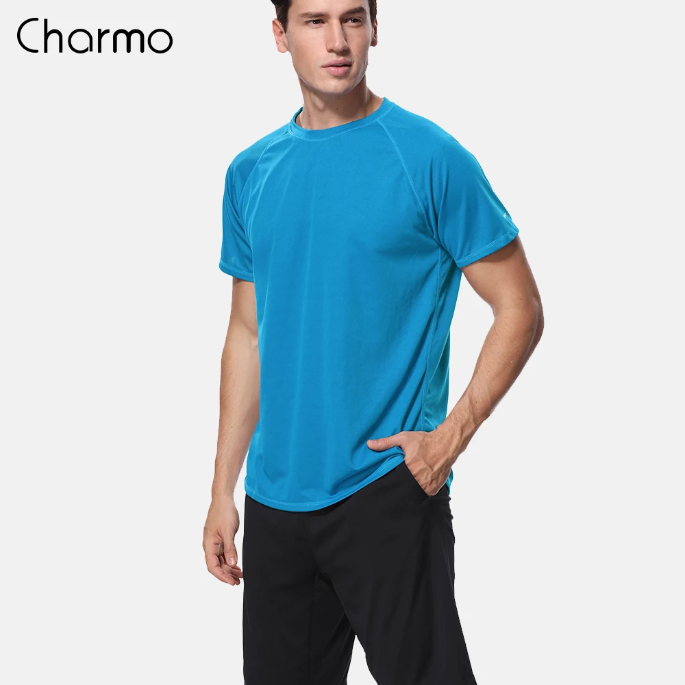 

Charmo Men Dry-Fit Shirts Men Rashguard Solid Color Shirt UV-Protection Men's Rash Guard UPF 50+ Beach Wear Sports wear Surfing