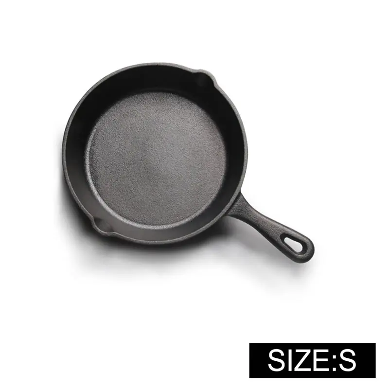 Чугунная сковорода с носиками, антипригарная сковорода для яиц, Блинная сковорода для стейка, сковорода-гриль, кухонная посуда для дома - Цвет: 14cm-A01