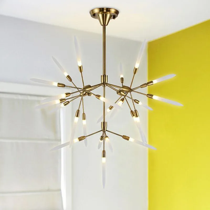 

Nordic Postmodern Simple Designer Living Room Acrylic G4 LED Chandelier Light Creative Personality Bedroom Villa Decor Lamp