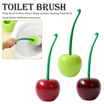 

Creative Lovely Cherry Shape Lavatory Brush Toilet Brush and Holder Set Move Cherry Toilet Brush