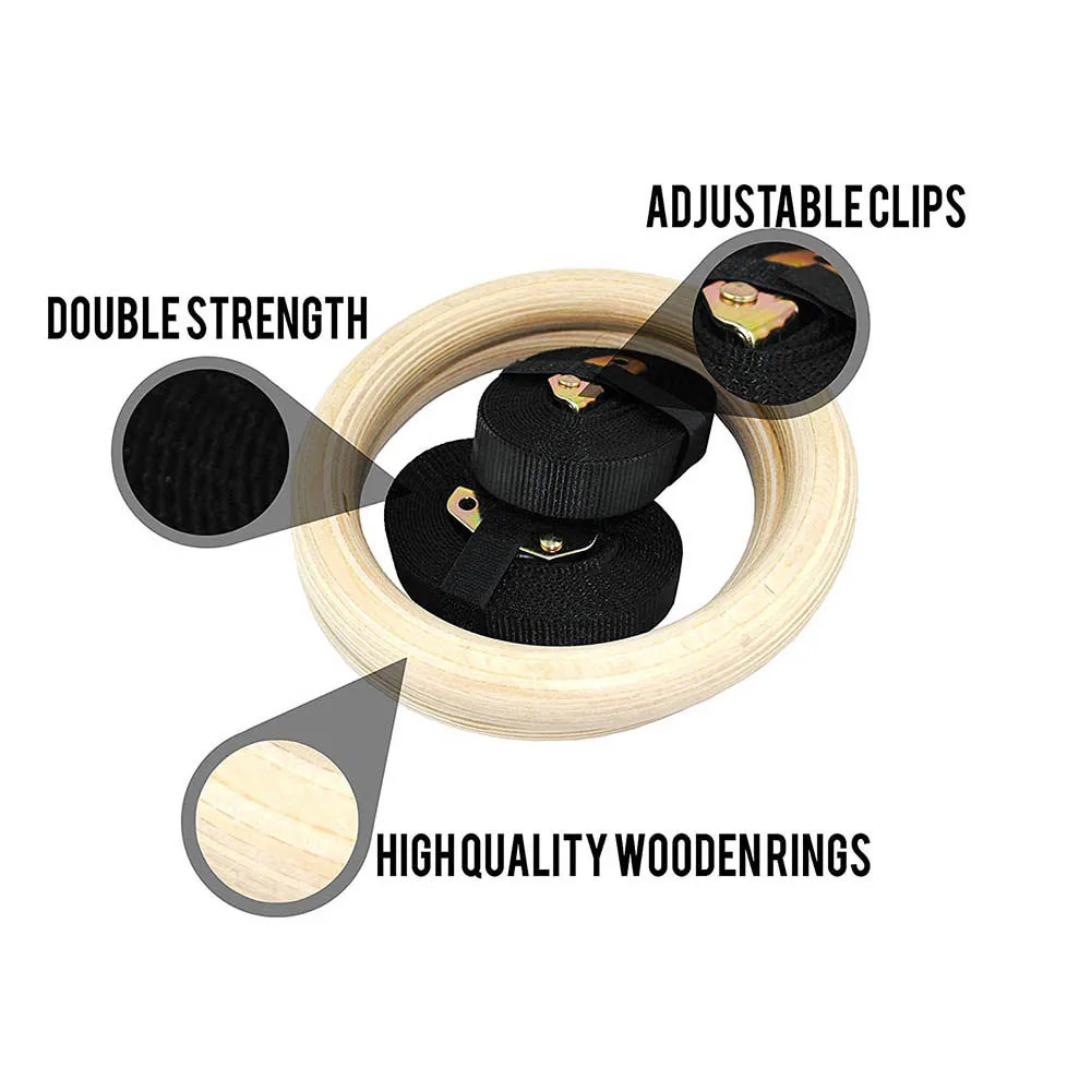 Wooden Gymnastic Rings with Straps 32cm28cm Workout Exercise Gym Home Fitness Ring Pull Up Strength Training Body Building (5)