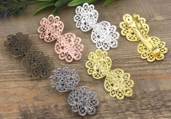 

36*75mm Retro French Clip Barrettes Filigree Flower For DIY Girls Children Bow Hairgrips Hair Clip Hair Accessories Multi-color