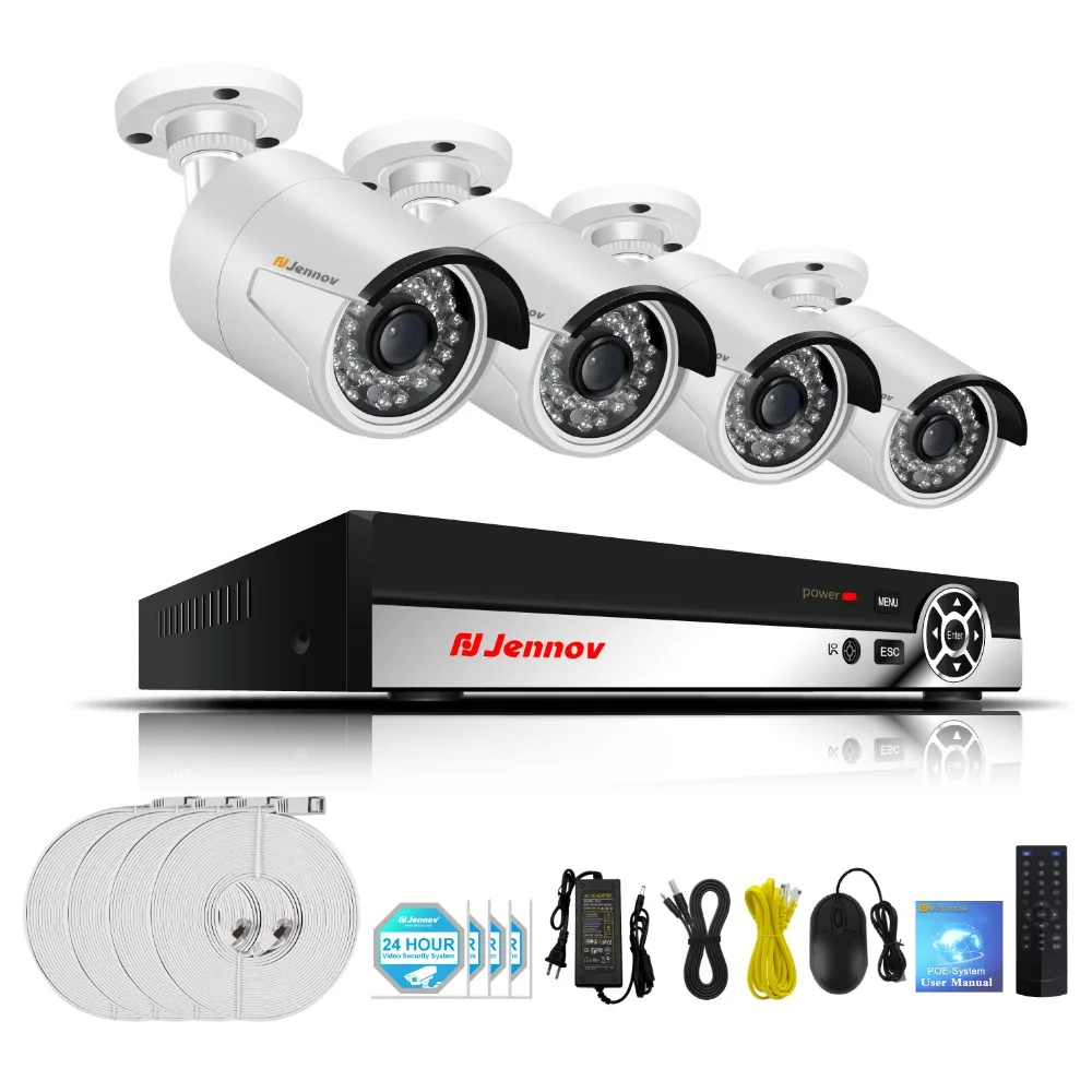 

Einnov 1080P 4CH Camera Security POE CCTV NVR Kit Video Surveillance Outdoor IR Camera Light Wire Alarm System HD P2P Waterproof