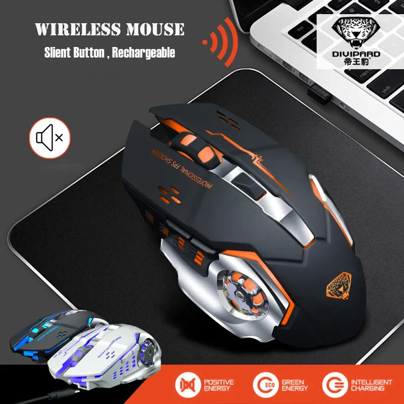 

IceRay Rechargeable Wireless Mouse Slient Mute Click Computer Gaming Built-in Battery with Charging Cable For PC Laptop