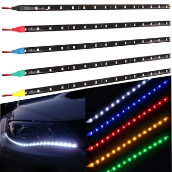 

100X Car Styling Waterproof Decorative Flexible LED Strip 12V 30cm 15 SMD Car LED Daytime Running Light DRL Car LED Strip Light