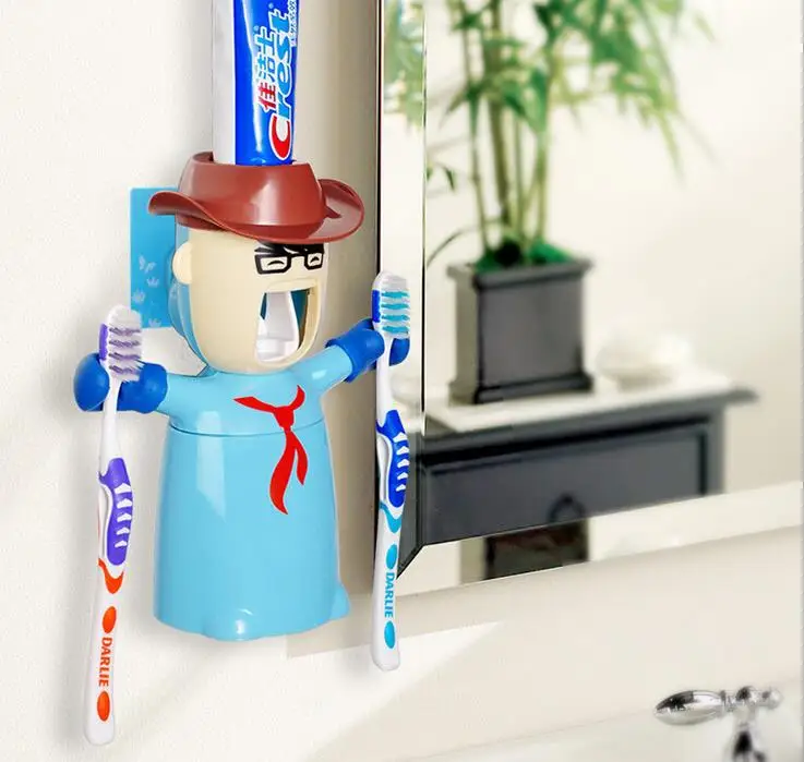 Автоматическая Зубные пасты диспенсер творческая пара Зубная щётка держатель домохозяйства Экологичные Ванная комната комплект