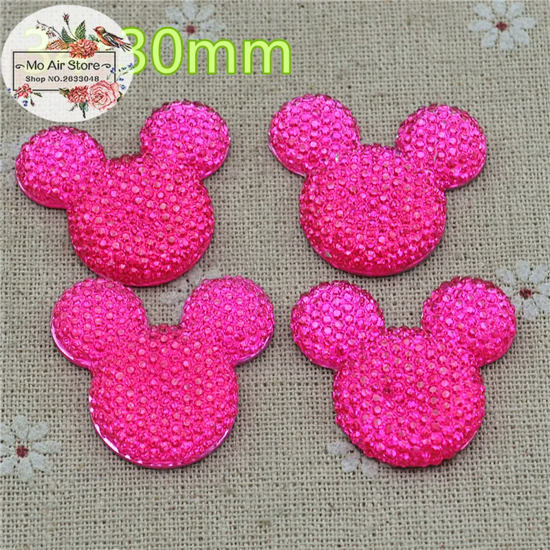 

Hot pink Mickey Mouse With Bow Cabochon Resin Flatbacks Scrapbooking For DIY craft 34x30mm 10PCS