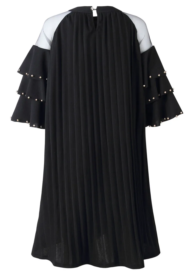 fashion pearls beading chiffon loose dress-2