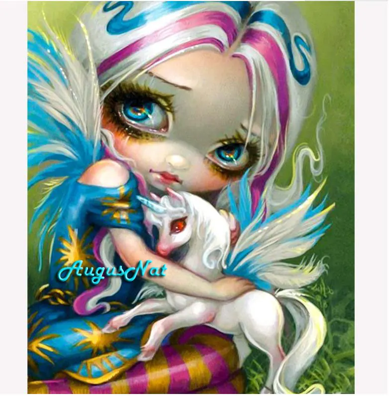 cartoon girl diamond painting full square unicorn wall art diamond dotz