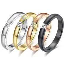  Women Fashion Titanium Steel Rings Rhinestone Inlaid Wedding Band stainless steel engagement couple ring US Size 6 to 12 hot 