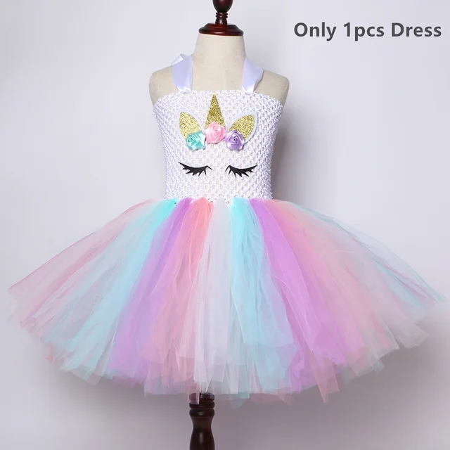 Pastel Unicorn Dress Girl Tulle Flowers Girls Tutu Dress Children