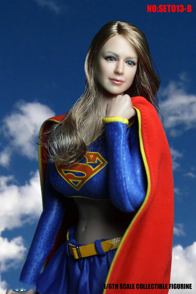 DIY COSPLAY 1/6 SET013B Female Clothes Set Supergirl Hero Suit Superwoman Series Accessories for 1:6 Suntan Action Figure Body