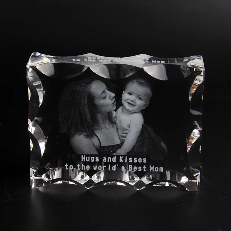 Квадратная Хрустальная фоторамка Заказная стеклянная 3D лазерная рамка с выгравированным изображением DIY свадебный семейный фотоальбом для подарков