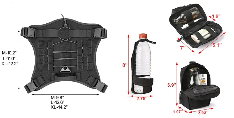Sypuzile Тактический сервис собака модульная жгут K9 Рабочая Cannie Охота Молл жилет с мешками сумка и переноска для бутылей с водой сумка