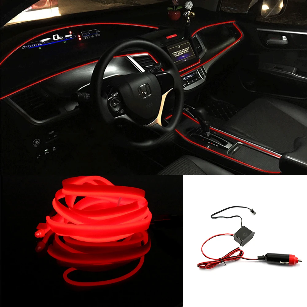 Hot 2m Flexible Neon Light Glow Auto Car Interior Led El