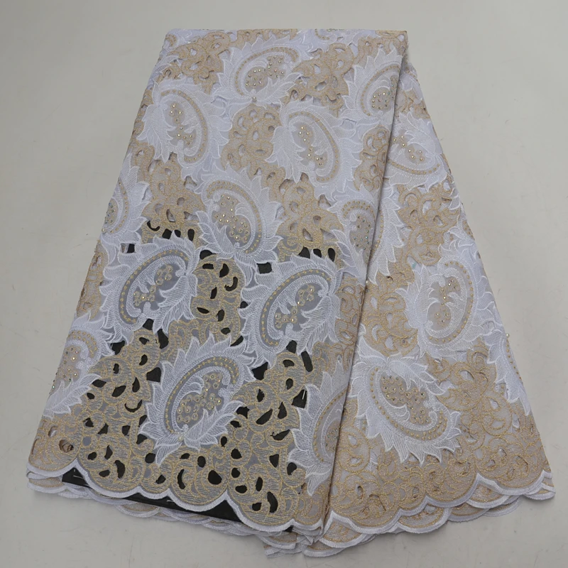 

High-end Swiss Voile Lace Fabric Hollow Out Design African Lace Swiss Cotton Lace With Compound Embroidery For Party Dress