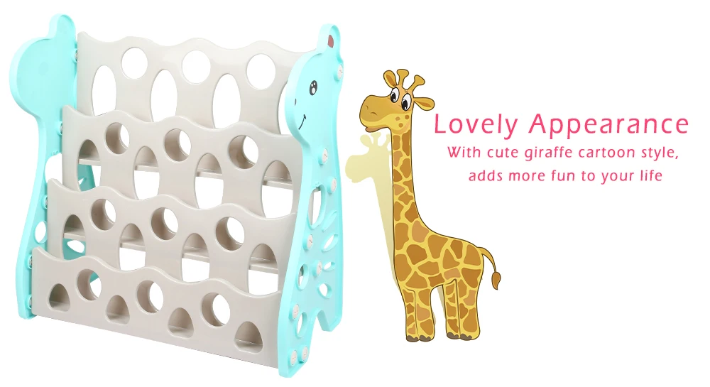 Babyyuga PE Material Kid Bookshelf Cute Cartoon Simple Bookcase for Home