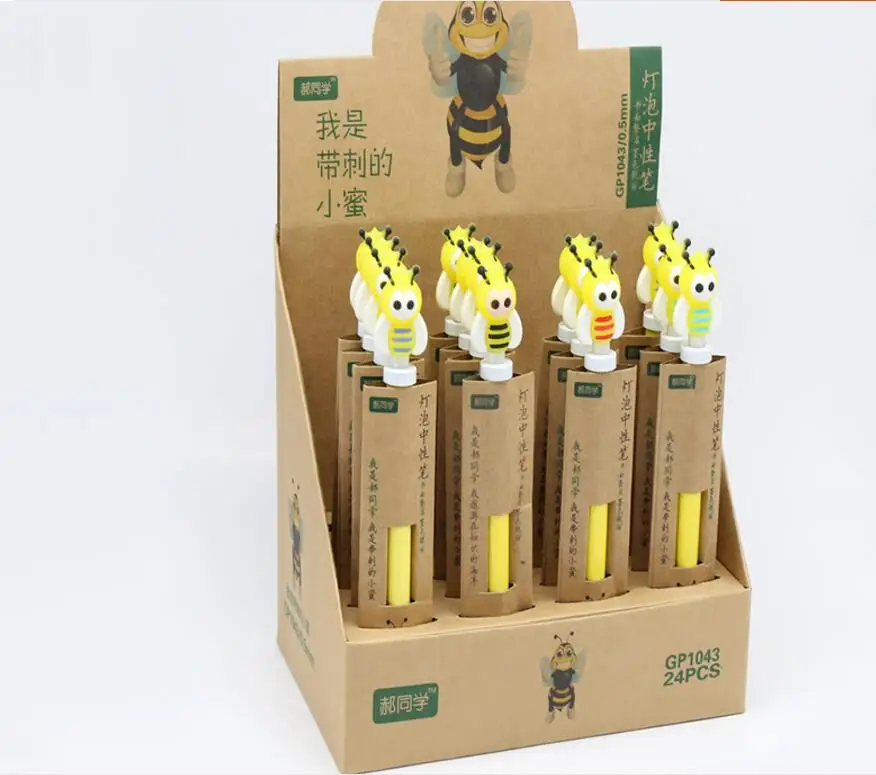 Новинка Корея honeybee Милая мультипликационная гелевая ручка канцелярский призовой kawaii Студенческая ручка офисные письма черные нейтральные чернила Ручка 24 шт./лот