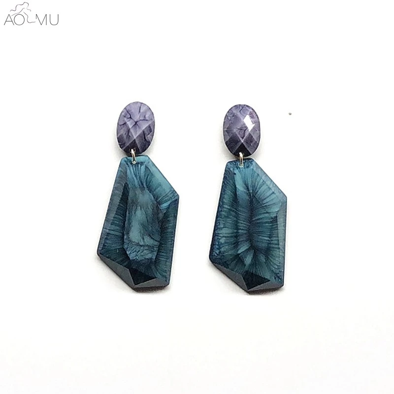 

AOMU Japan Korea New Acrylic Geometric Irregular Exaggerated Morandi Temperament Pattern Dangle Earrings for Women Girl Brincos