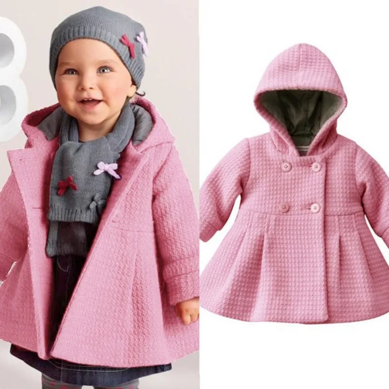Детское зимнее однотонное ветрозащитное пальто с длинными рукавами для маленьких девочек; теплая Модная верхняя одежда с карманами для маленьких девочек; весенняя куртка