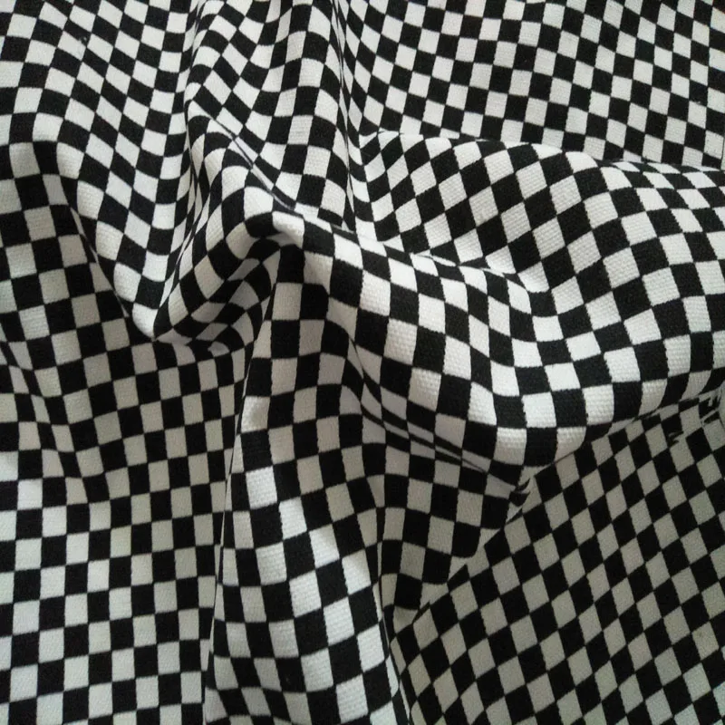Классический белый и черный квадратный плотный холщовый хлопковый материал 50x145 см, идеальная холщовая ткань для скатерти, занавесок, подушек