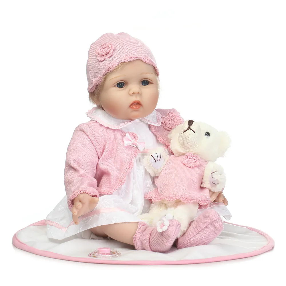 22 ''bebe alive reborn bonecas укорененный блонд мохер реалистичные силиконовые Reborn Baby Doll обувь для девочек с соска с мишкой детский подарок