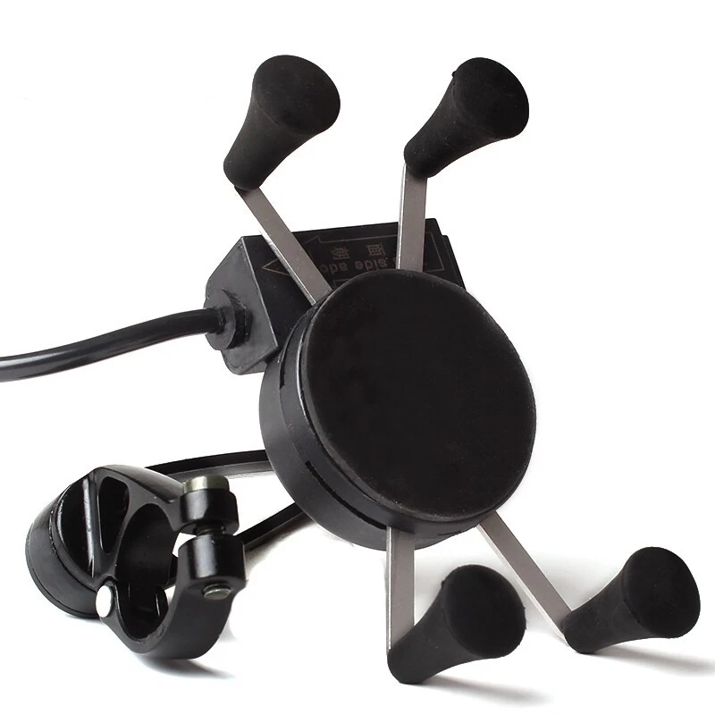 

BuzzLee Universal Chargeable Motorcycle Phone Holder Phone Stand Support Mount USB Socket Power Outlet Charger for iPhone X GPS