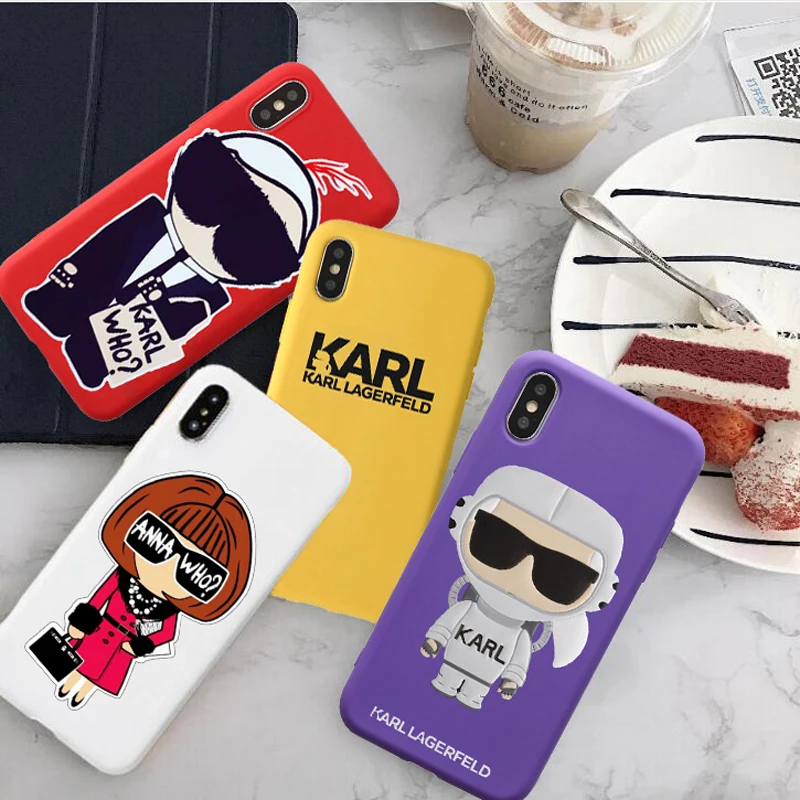 

Fashion Karl Lagerfeld Candy Color Soft Silicone Phone Case for iPhone 8 7 6 6S Plus XS MAX XR Matte Soft Cover for iPhone XS XR