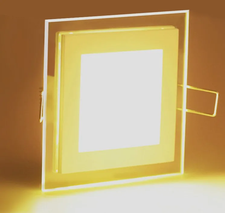 

High quality Aluminum Glass LED Downlights 3 colors changeable ceiling lamp square shape panel 6w 9w 12w 18w