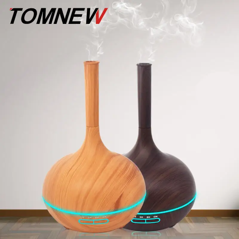 

TOMNEW 400ML Essential Oil Diffuser Humidifier Ultrasonic Strong Mist Aroma Aromatherapy Diffuser Wood Grain Air Filter for Home