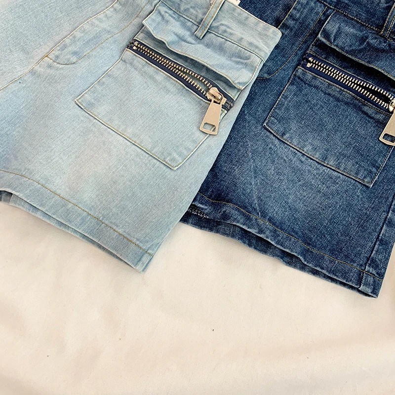 2019 новый мыть джинсовой пряжки карман декоративный Высокая талия узкие шорты Для женщин сексуальные джинсовые шорты G270