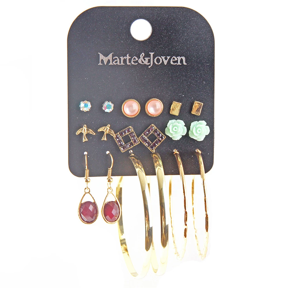 

E0070 9pair/1set Bird Animal Plants Drowater earring sets