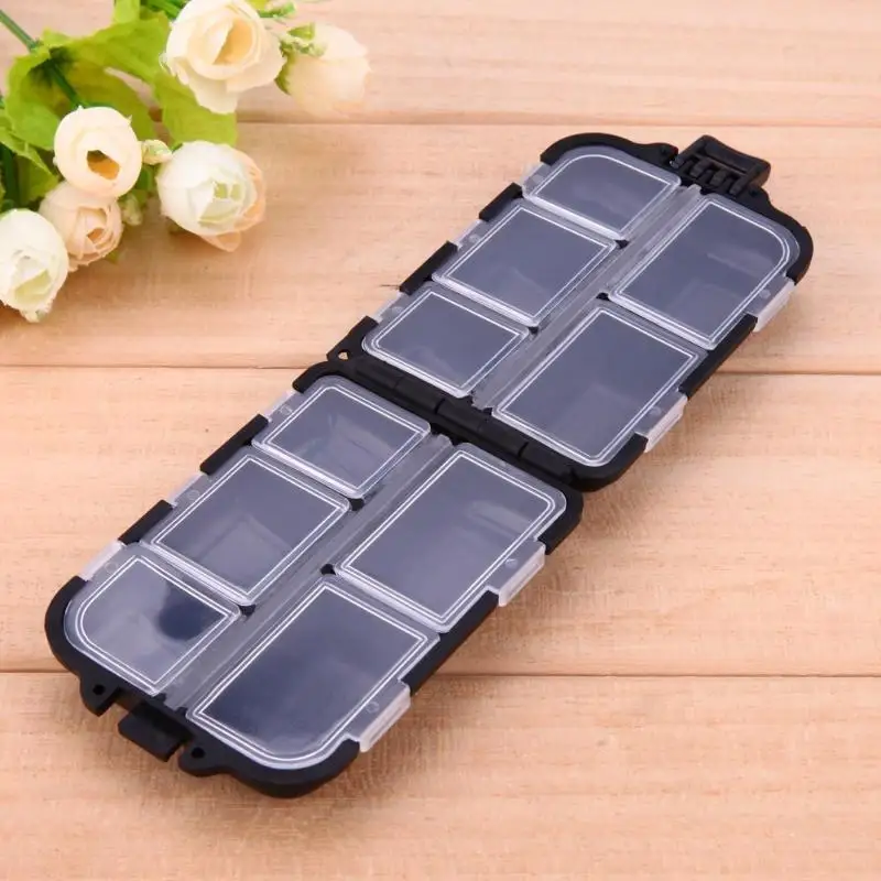 10 Grids Compartments Fishing Tackle Storage Box Lure Hook Rig Bait Plastic Storage Case Necessary Tool Small Size Convenient