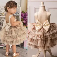 Emmaaby/Новейшая модная одежда для маленьких девочек; платье принцессы без рукавов с бантом; праздничное торжественное платье с открытой спиной