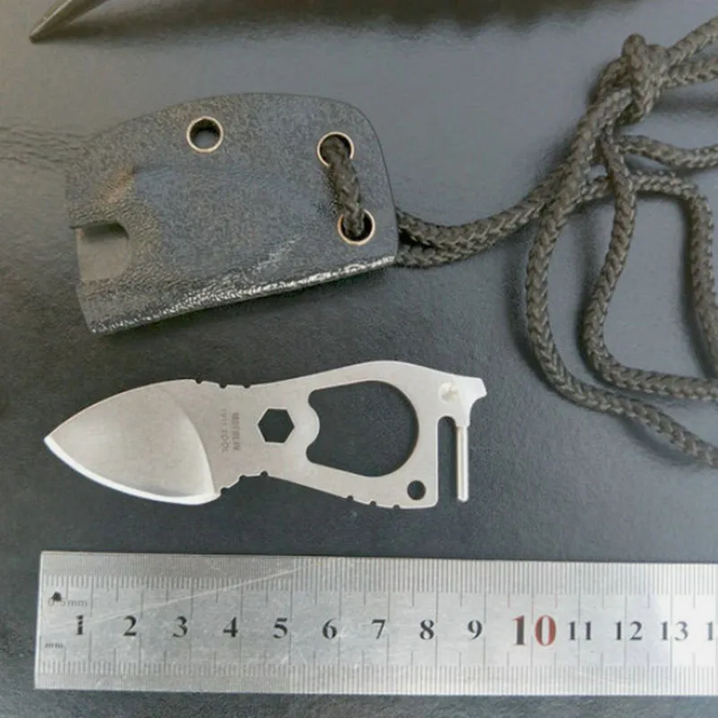 

New Mini Fixed blade knife camping survival tactical hunting pocket necklace Neck straight knives Multi EDC Tools gift K sheath